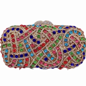 Pochette De Soirée De Luxe À Strass Sac À Main Cadre En Métal Ajouré Scintillant Pour Banquets Et Fêtes