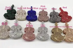 Detailed array showing 12 colors of luxury violin-shaped rhinestone evening clutch bags