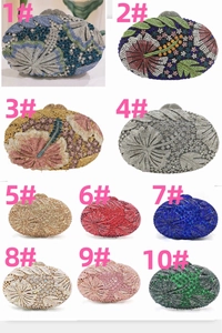 Collection of ten hollow luxury floral evening clutches featuring vibrant crystals