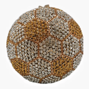 Soccer Shaped Rhinestone Evening Bag Metal Hard Case Spherical Clutch For Women Party Banquet
