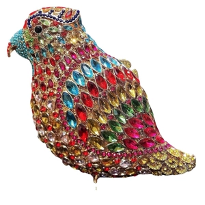 Parrot Shaped Rhinestone Evening Clutch Bag Metal Hard Case Animal Design Luxury Banquet Purse For Women