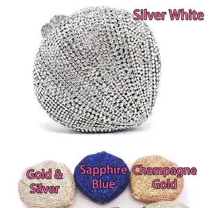 Pochette de soirée chic en strass en forme de coquillage pour femmes en quatre couleurs