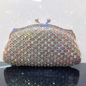 Sac De Soirée Pochette Strass Métal Creux Cristal Sac À Main Formel Pour Femmes Avec Chaîne Amovible