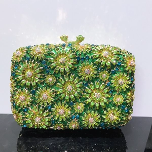 Luxury Rhinestone Evening Clutch Bag Dandelion Hollow Metal Handbag For Banquet Wedding Party Formal Social Occasions