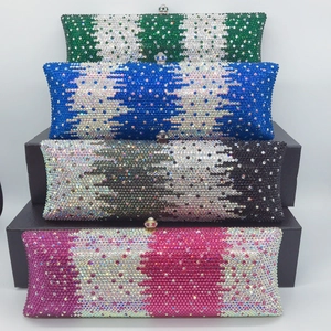 Handmade Luxury Rhinestone Evening Bag Women Metal Frame Hard Shell Clutch For Wedding Banquet Party Elegant Formal Purse