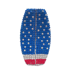 Sparkling crystal evening clutch bag with American flag design and metal frame