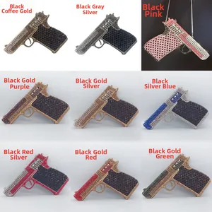 Detailed grid view of nine color variations of the gun-shaped diamond evening clutch bag