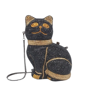 Elegant Cat Shaped Rhinestone Evening Bag Sparkling Animal Novelty Clutch Women Party Banquet Hard Shell Handbag
