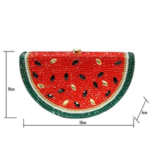 Watermelon clutch bag with colorful rhinestones measuring 18cm long, 10cm high and 6cm wide
