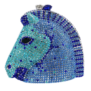 Horse Head Rhinestone Evening Clutch Bag Luxury Crystal Animal Shaped Metal Purse For Women Party Banquet Glamorous