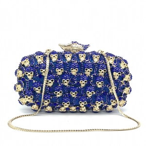 Sac De Soirée De Luxe Strass Décor Crâne Métal Creux Coque Rigide Fête Formelle Bal Sac À Main Style Gothique Femmes