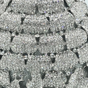 Luxury pineapple floral hollow evening clutch bag with sparkling diamond crystal encrusting