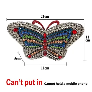 Butterfly evening bag with colorful crystals and dimensions 21cm x 11cm x 5cm