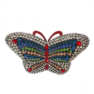 Butterfly Shaped Evening Clutch Bag Metal Hollow Full Rhinestone Crystal Encrusted Party Wedding Handbag With Chain Strap