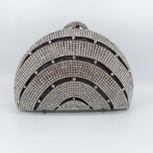 Pochette De Soirée De Luxe En Strass Sac À Main Rigide En Métal Cristal Étincelant Pour Fête Banquet Avec Chaîne
