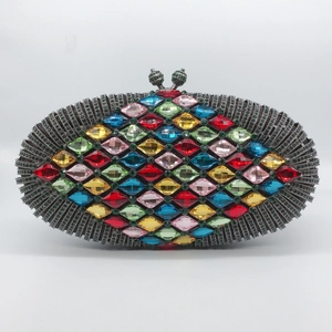 Bunte Strass Abendtasche Clutch Legierung Metall Hohl Kristall Hartschale Handtasche Mit Kette Für Party Bankett