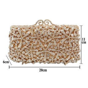 Detailed dimensions of the gold snowflake crystal evening clutch bag 20cm x 11cm x 6cm