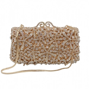 Starfish Rhinestone Metal Hollow Evening Bag Crystal Hard Shell Handbag Luxury Party Wedding Clutch For Women