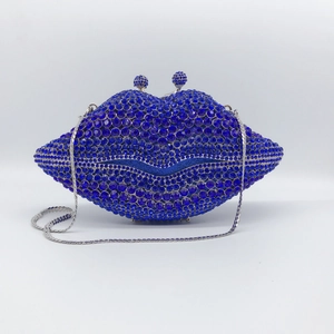 Lip Shape Rhinestone Evening Clutch Bag Sparkly Metal Handbag For Women Party Wedding Formal Banquet