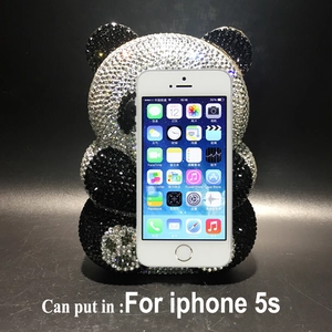 Panda crystal evening bag size comparison showing capacity for a small mobile phone
