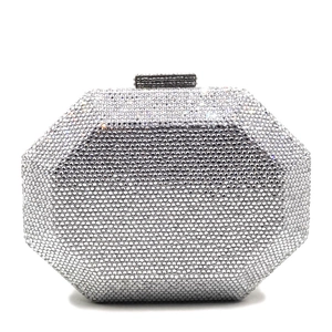 Octagon Geometric Evening Clutch Bag Rhinestone Luxury Hard Shell Party Purse With Chain Strap For Women