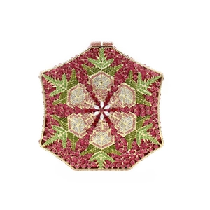 Hexagonal Snowflake Evening Clutch Bag Luxury Rhinestone Crystal Metal Purse For Women Wedding Party Banquet Elegant