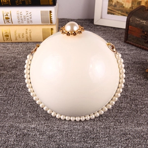 Pochette De Soirée Sphérique Sac Boule En Künstliche Perle Acrylique Coque Rigide Pour Femmes Élégant Banquet Fête Mariage Sac À Main Avec Chaîne