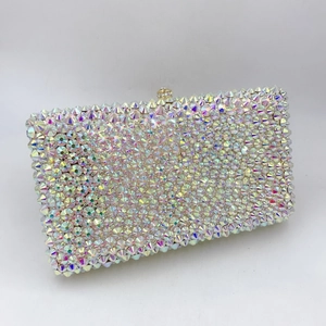 Macro detail of a crystal-encrusted evening clutch with a sparkling rhinestone finish