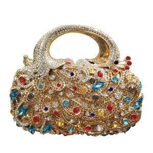 Pochette De Soirée De Luxe En Forme De Paon Avec Strass Et Cristal Sac À Main En Métal Évidé Pour Femme Mariage Fête