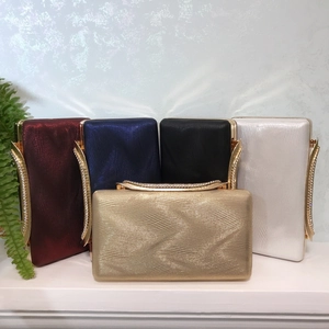 Elegant PU leather evening clutches with wave texture and rhinestone trim in five colors