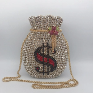 Abendtasche Mit Strasssteinen In Geldbeutelform Dollarzeichen Kristall Clutch Mit Kettenriemen Luxus Hochzeit Party Tasche