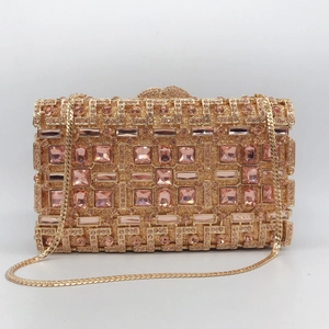 Rhinestone Evening Bag Luxury Crystal Clutch For Women Party Wedding Hard Shell Glitter Metal Chain Purse Sparkly