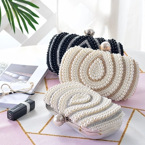Elegante Parel Strass Avond Clutch Tas Waterdruppel Patroon Harde Schaal Banket Tas Bruiloft Bruids Handtas Ketting