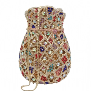 Rhinestone Evening Bag Hollow Metal Leather Lining Money Pouch Crystal Luxury Clutch For Formal Wedding Party Banquet