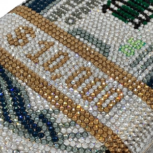 Elegante borsa da sera con cristalli multicolore fatti a mano motivo banconota dollaro