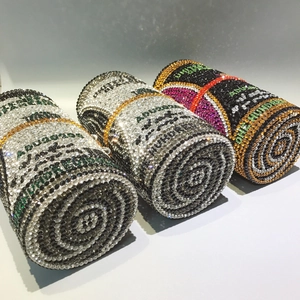 Luxury Rhinestone Dollar Bill Roll Evening Clutch Bag Money Pattern Cylinder Metal Crystal Purse For Women Party Banquet