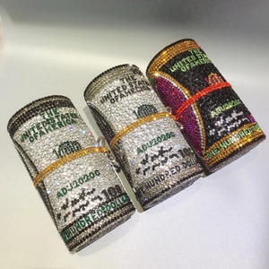 Sparkling dollar roll crystal clutch bag set for evening banquet with diamond finish