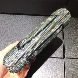 Sparkling crystal tape cassette evening clutch bag with luxury silver rhinestones