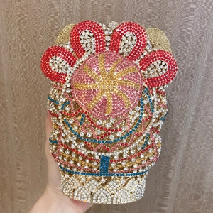 Luxurious elephant-shaped evening clutch bag encrusted with colorful crystals and rhinestones