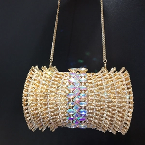 Pochette Da Sera Di Lusso Con Strass Metallo Svuotato Guscio Rigido Borsa A Mano Da Donna Festa Matrimonio Banchetto Con Catena