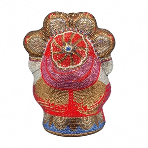 Sac pochette de soirée chat porte-bonheur avec cristaux colorés faits à la main