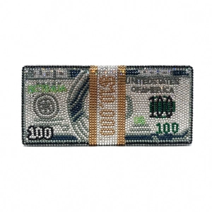 Sparkling crystal dollar clutch bag in money stack design for elegant evening events