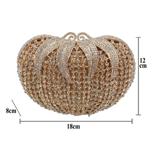 Luxe evening clutch dimension guide showing 18cm width and sparkling crystal detail