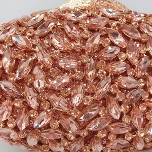 Elegant rose gold hollow metal clutch with full diamonds for luxury dinner parties