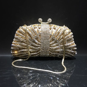 Luxury Evening Clutch Bag Hollow Metal Rhinestone Crystal Handheld Purse With Metal Chain For Women Party Wedding
