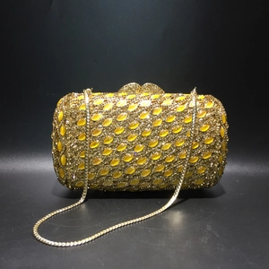 Luxury Gold Metal Evening Clutch Bag Rhinestone Crystal For Women Wedding Party Elegant Banquet Fashion Handbag