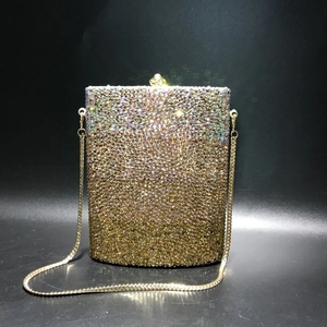 Flask Shaped Rhinestone Evening Clutch Bag Luxury Gradient Crystal Encrusted Hard Shell Handbag With Chain For Wedding