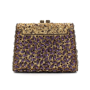 Luxury Evening Clutch Bag Metal Hollow Marquise Rhinestone Handbag Elegant Wedding Party Purse For Women Sparkly Crystal