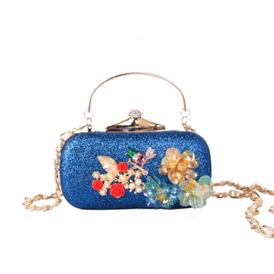 Sac De Soirée Fleurie 3D Paillettes Fleur Résine Strass Oiseau Pochette Rigide Mariage Mariée Fête Sac À Main Chaîne Künstliche Perles