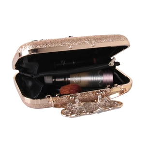 Elegante borsa da sera con paillettes e chiusura a forma di gufo con strass brillanti